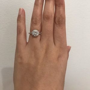 New silver huge round engagement ring wedding ring